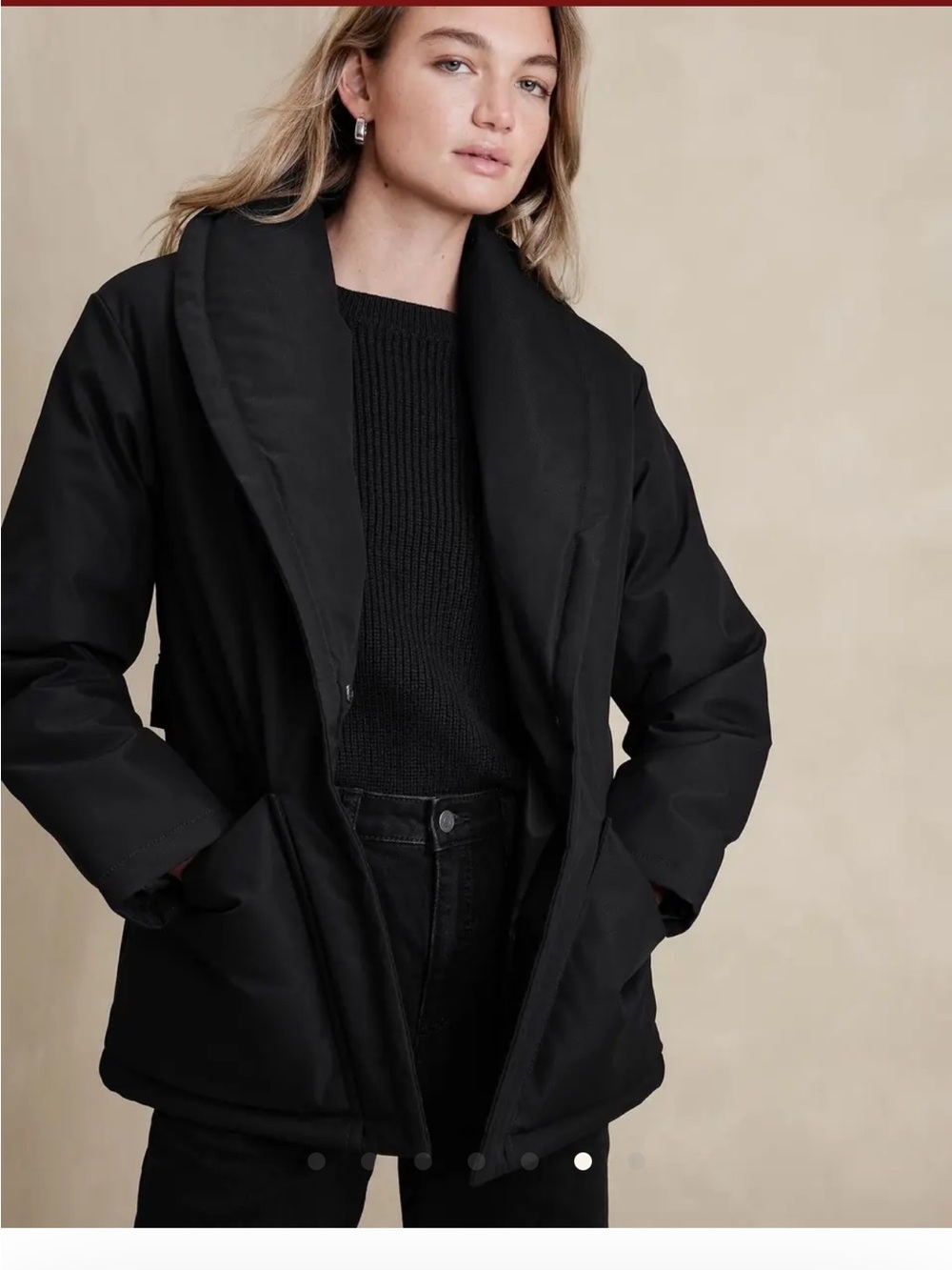 Banana Republic Black Shawl-Collar Puffer Jacket - Women